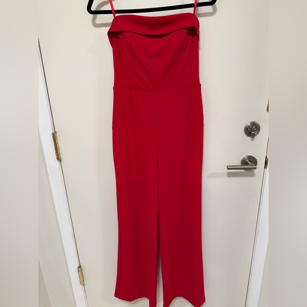 Elegant Red Women's Strapless Jumpsuit w/Built In Bra - Picture 4 of 11